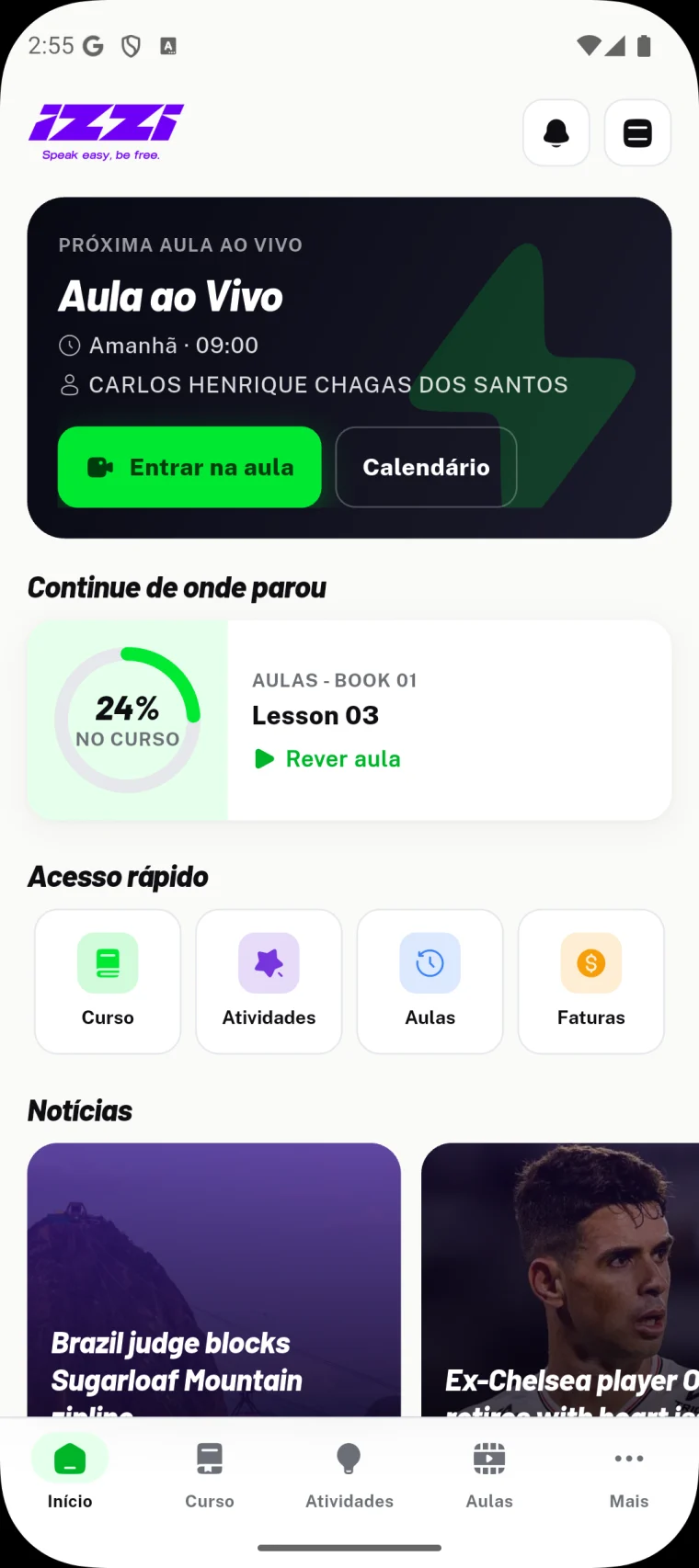 O Izzi no celular