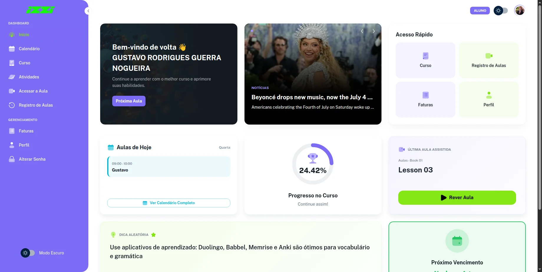 O Izzi no computador